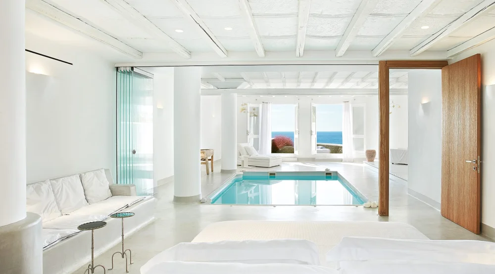 Luna Blu Suite with Private Indoor Pool at Mykonos Blu, A Resort To Live