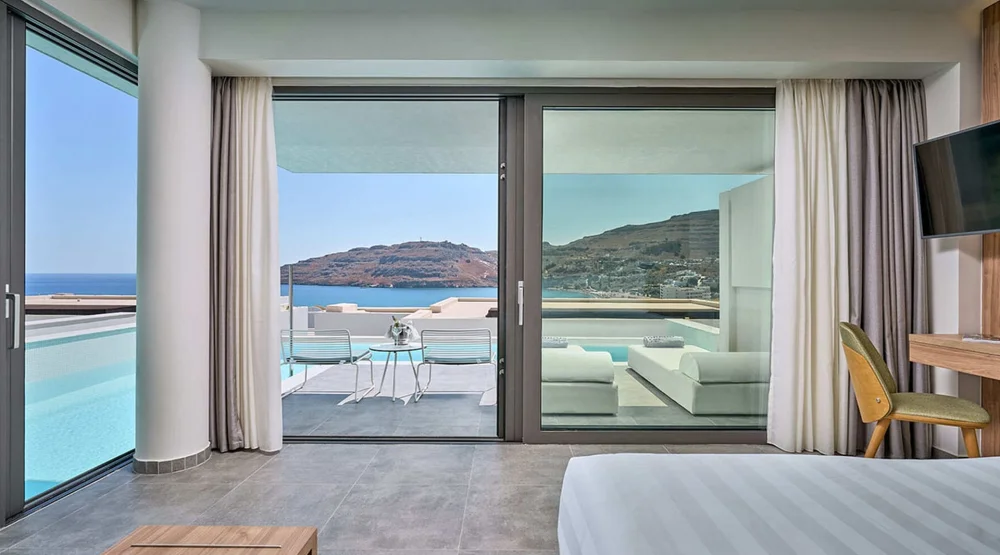 Deluxe Junior Suite Eagle’s Eye with Private Pool & Sea View at Lindos Grand Resort & Spa