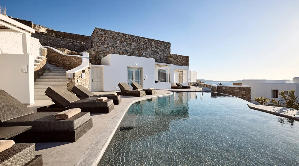 Elegant Suite with Heated Sharing Pool at Amazon Mykonos Resort & Spa