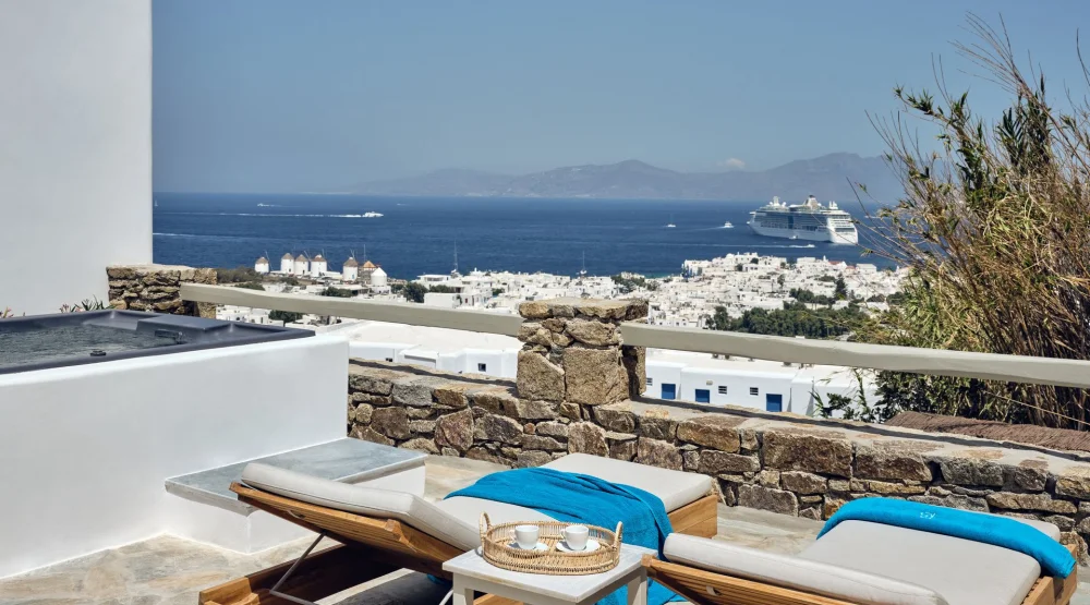 Hilltop Sea View Room Private Jacuzzi at Belvedere Mykonos