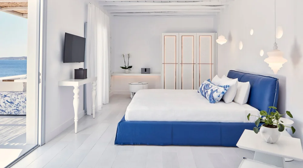 Junior Suite with Open Air Jetted Tub and Sea View at Katikies Mykonos