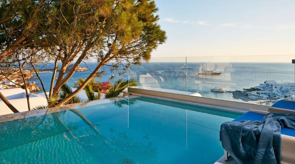 True Blue with Private Pool & Sea View at Myconian Ambassador, Relais & Chateaux