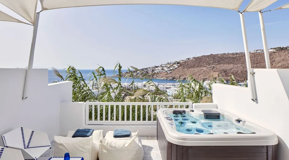 Thalassa Suite with Private Jacuzzi & Sea View at Myconian Ambassador, Relais & Chateaux