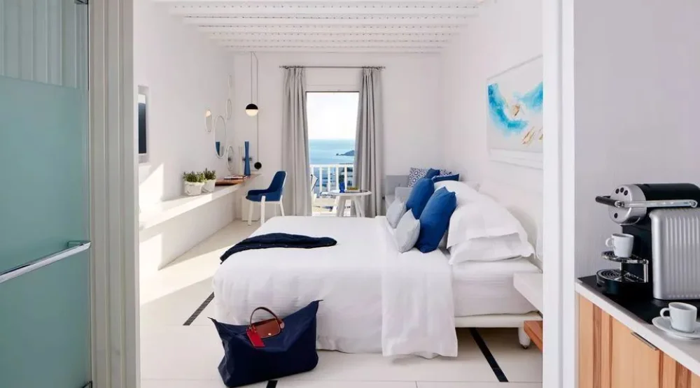 White Bliss with Heated Private Pool & Sea View at Myconian Ambassador, Relais & Chateaux