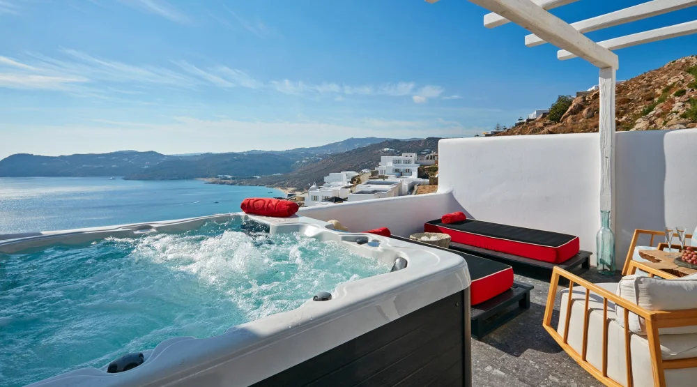 Mystique Suite with Outdoor Jacuzzi at Myconian Avaton