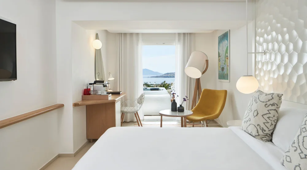Aegean Superior Room with Sea View & Outdoor Jacuzzi at Myconian Kyma