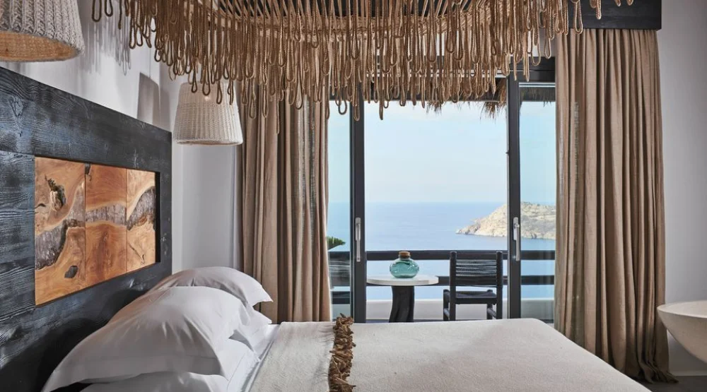 Heavenly Retreat Sea View Guestroom with Outdoor Jacuzzi at Myconian Utopia, Relais & Chateaux