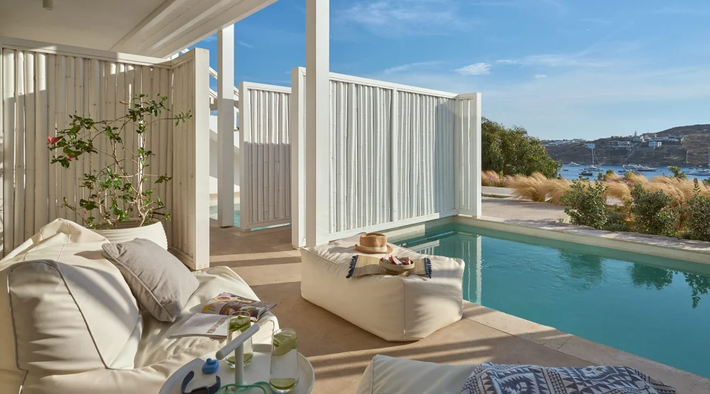 Design Room Sea View with Chill Out Pool at Once in Mykonos