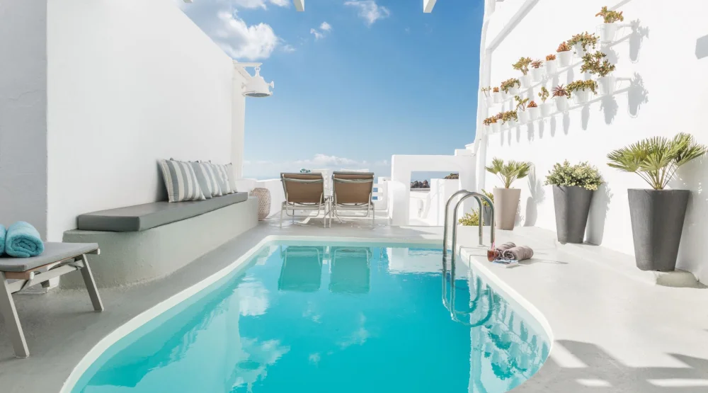 Master Suite with Outdoor Private Pool & Caldera View at On The Rocks