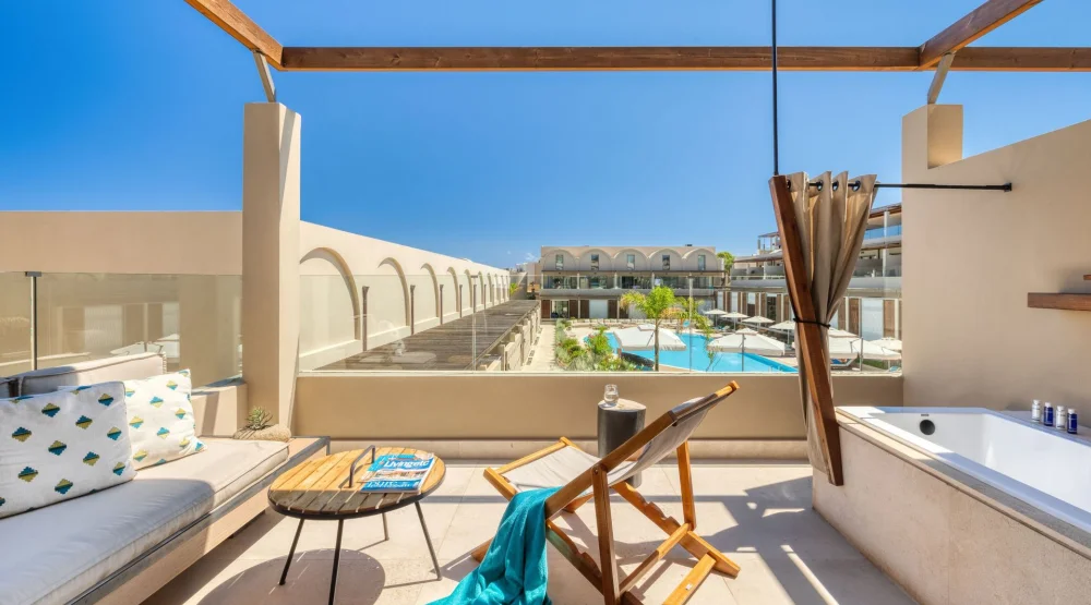 Wellness Loft Pool View with Outdoor Heated Jacuzzi at Domes Noruz Chania, Autograph Collection