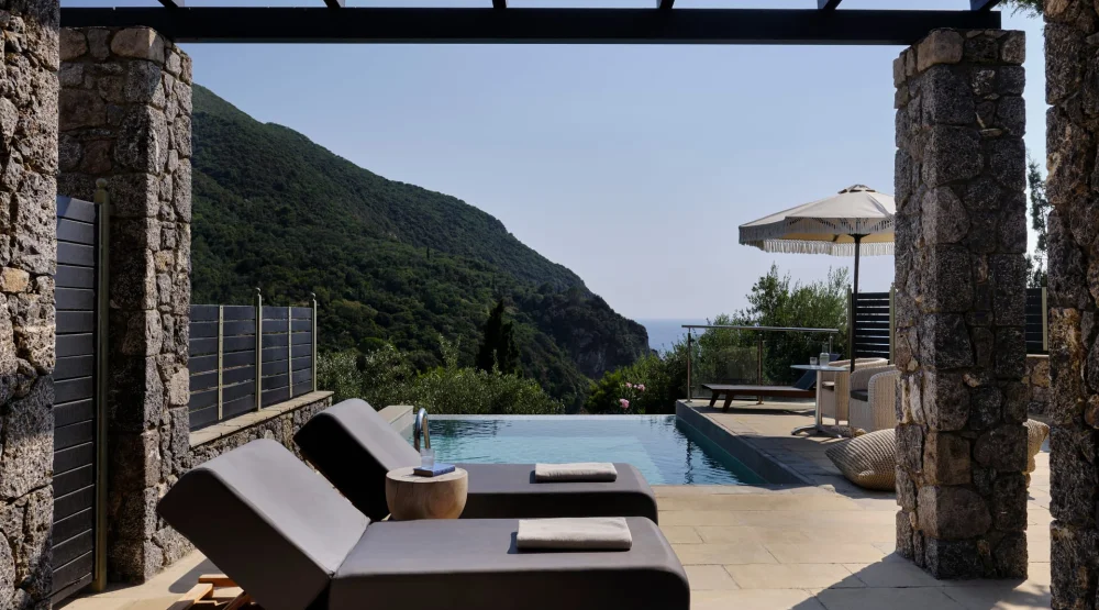 Deluxe Double Room Sea View with Private Pool at Atlantica Grand Mediterraneo Resort