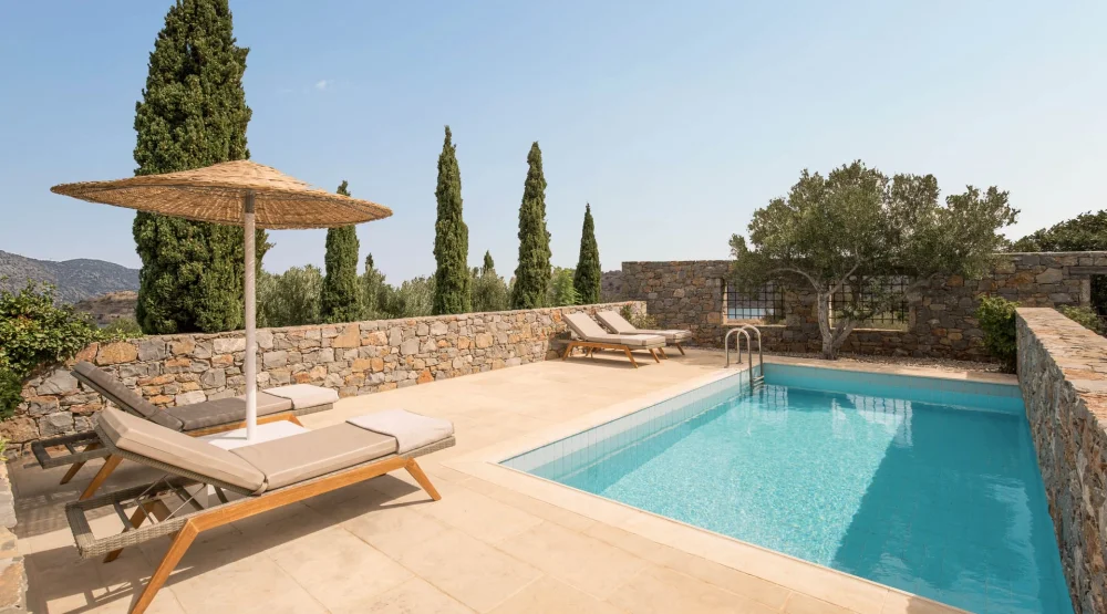 Junior Suite Private Heated Pool at Phaea Blue