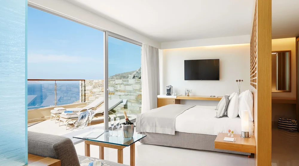 Double Deluxe Room Sea View Outdoor Jacuzzi at Lindos Blu